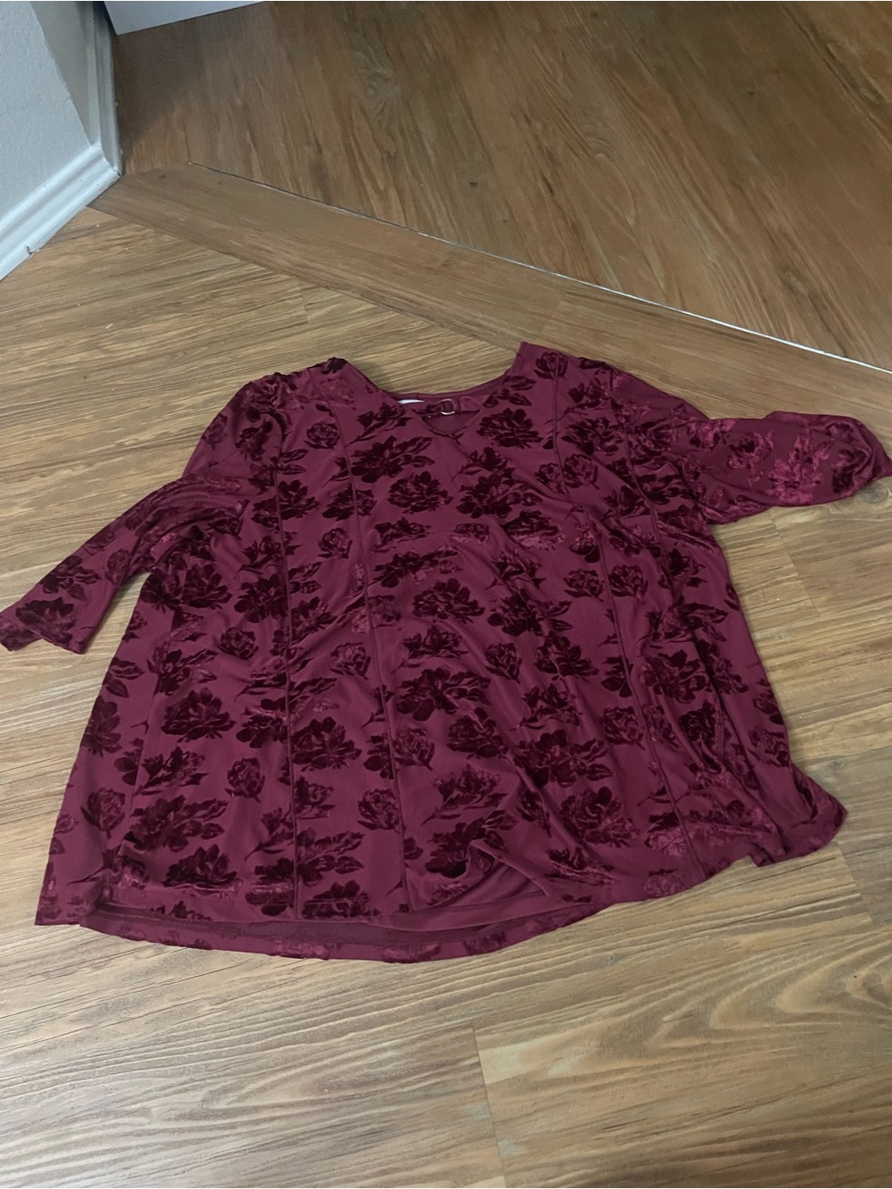 Plus Size Burgundy Floral Catherine’s Top Size 3X
